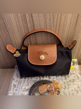 Longchamp Black Mini Pouch - Strap included